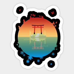 Shrine on the lake Sticker